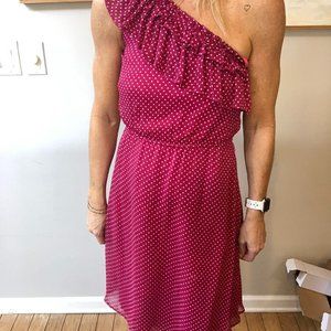 Fuschia and White Polka Dot Dress